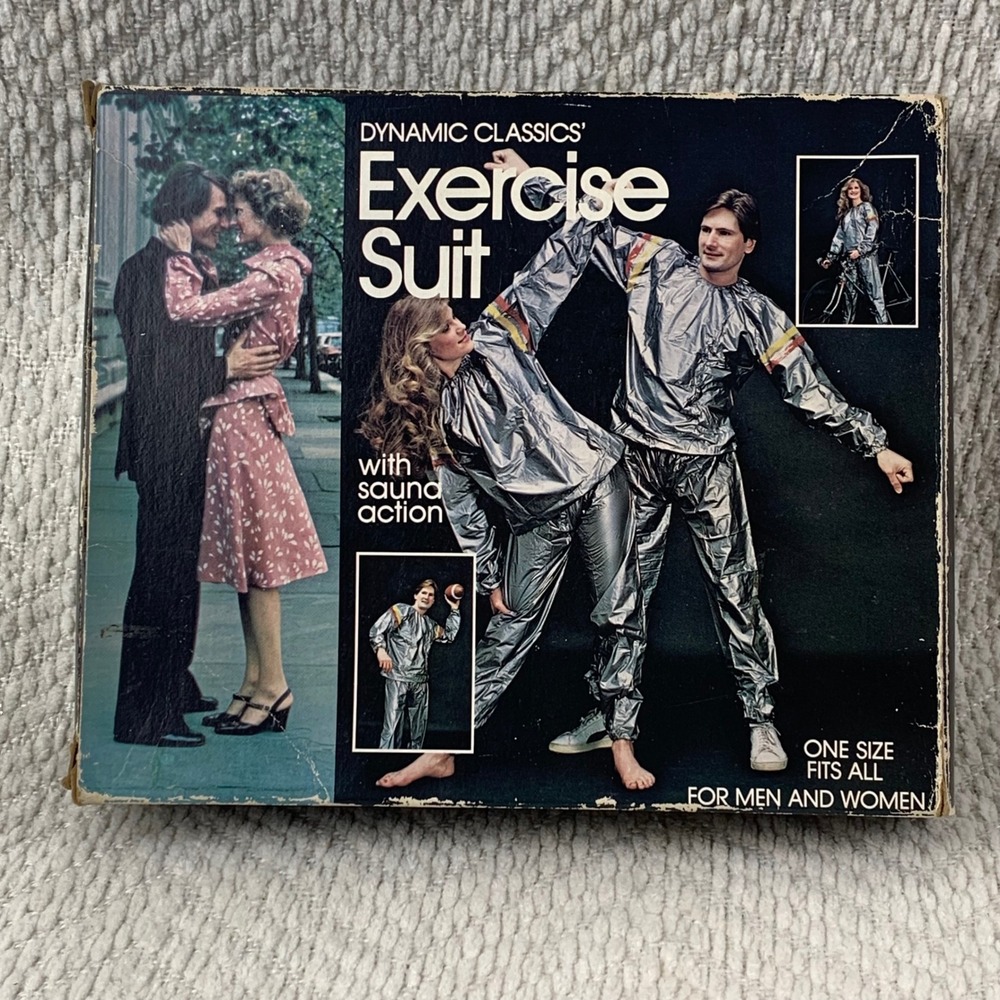 NOS Dynamic Classics Exercise Suit Unisex‎ OS Silver Sauna Suit 1982 Vintage 712